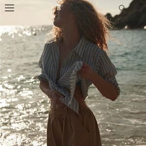 Doen HAVA TOP -- INDIGO SORRENTO STRIPE size xs NWT